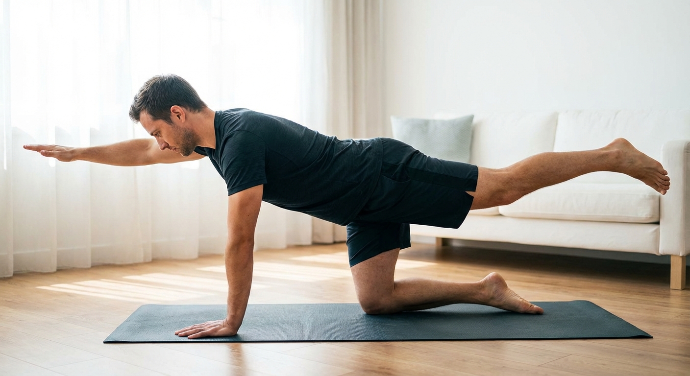 Mees teeb linnukoera harjutust