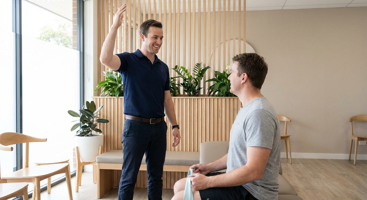 füsioterapeut nõustab patsienti